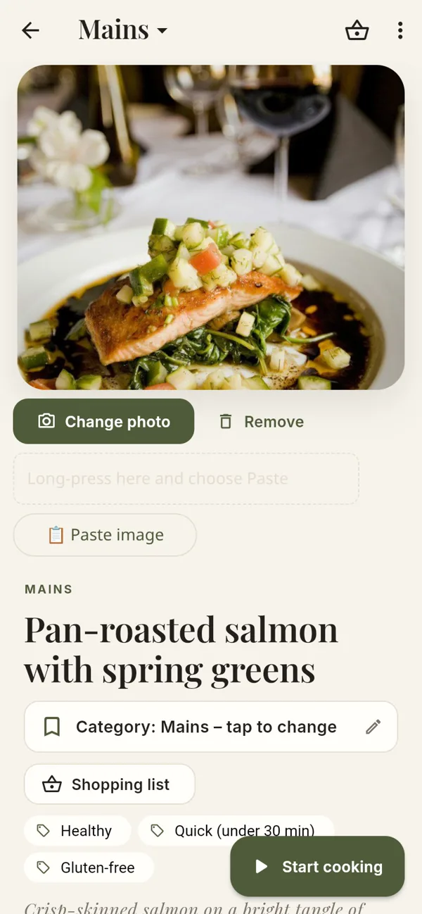 Every recipe, beautifully kept – screenshot of the app
